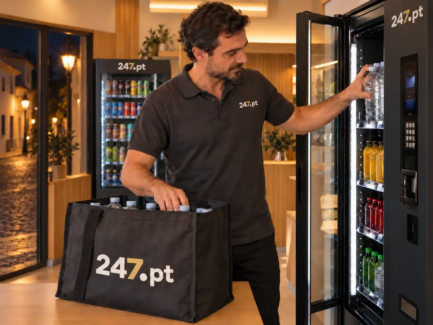 Visualização conceptual de vestuário e materiais de apoio com 247.pt